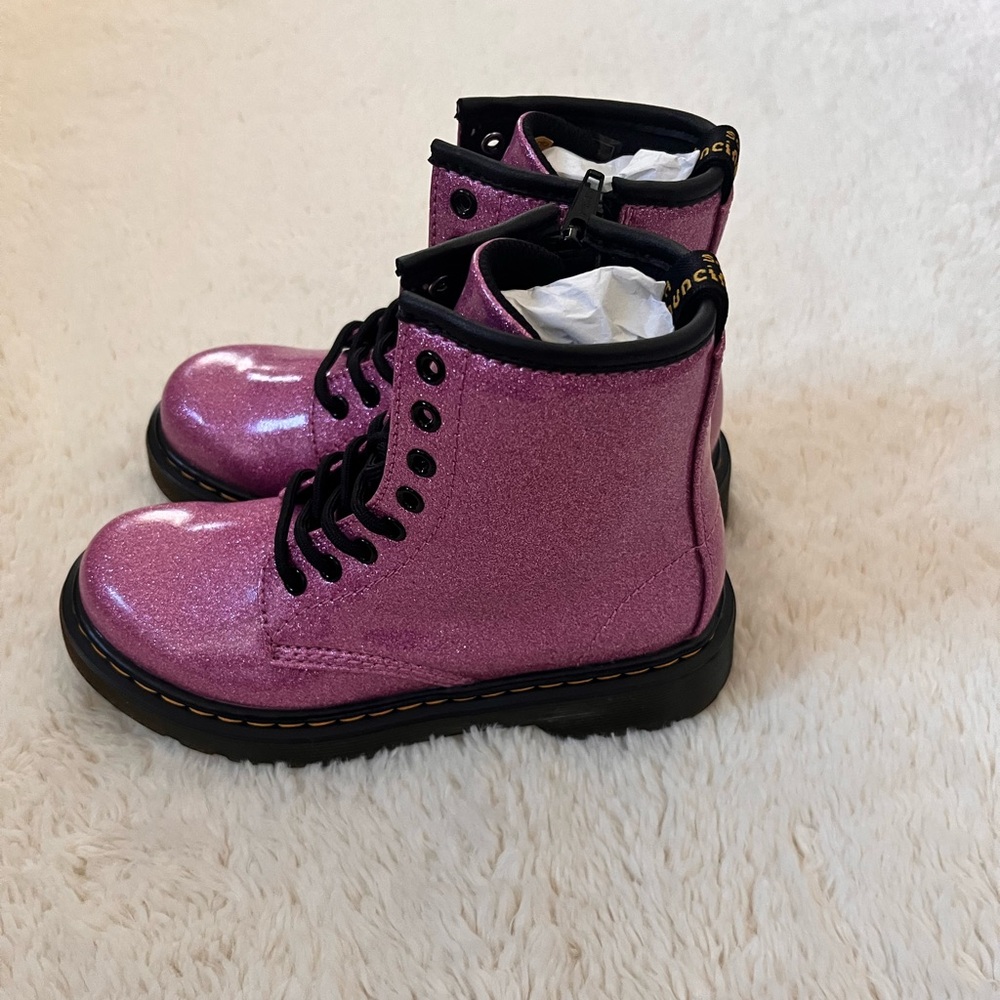 Brand New Dr Martens Pink Glitter Combat Boots Sz 13